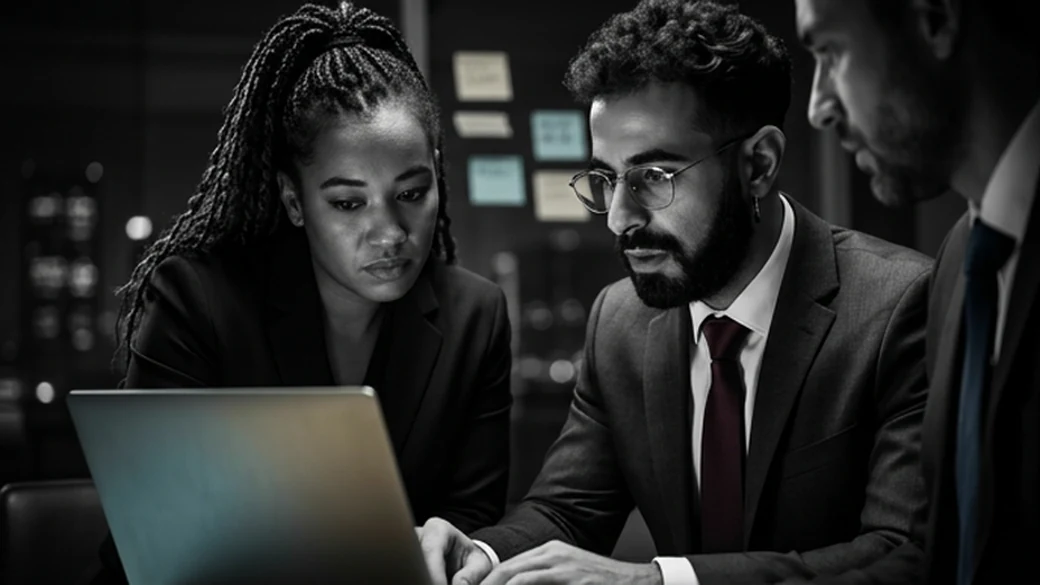 Security leaders reviewing threat intelligence together